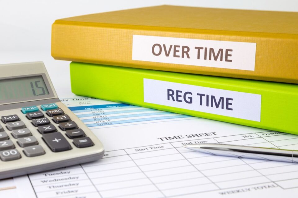 Daily time record with blank payroll time sheet stock photo