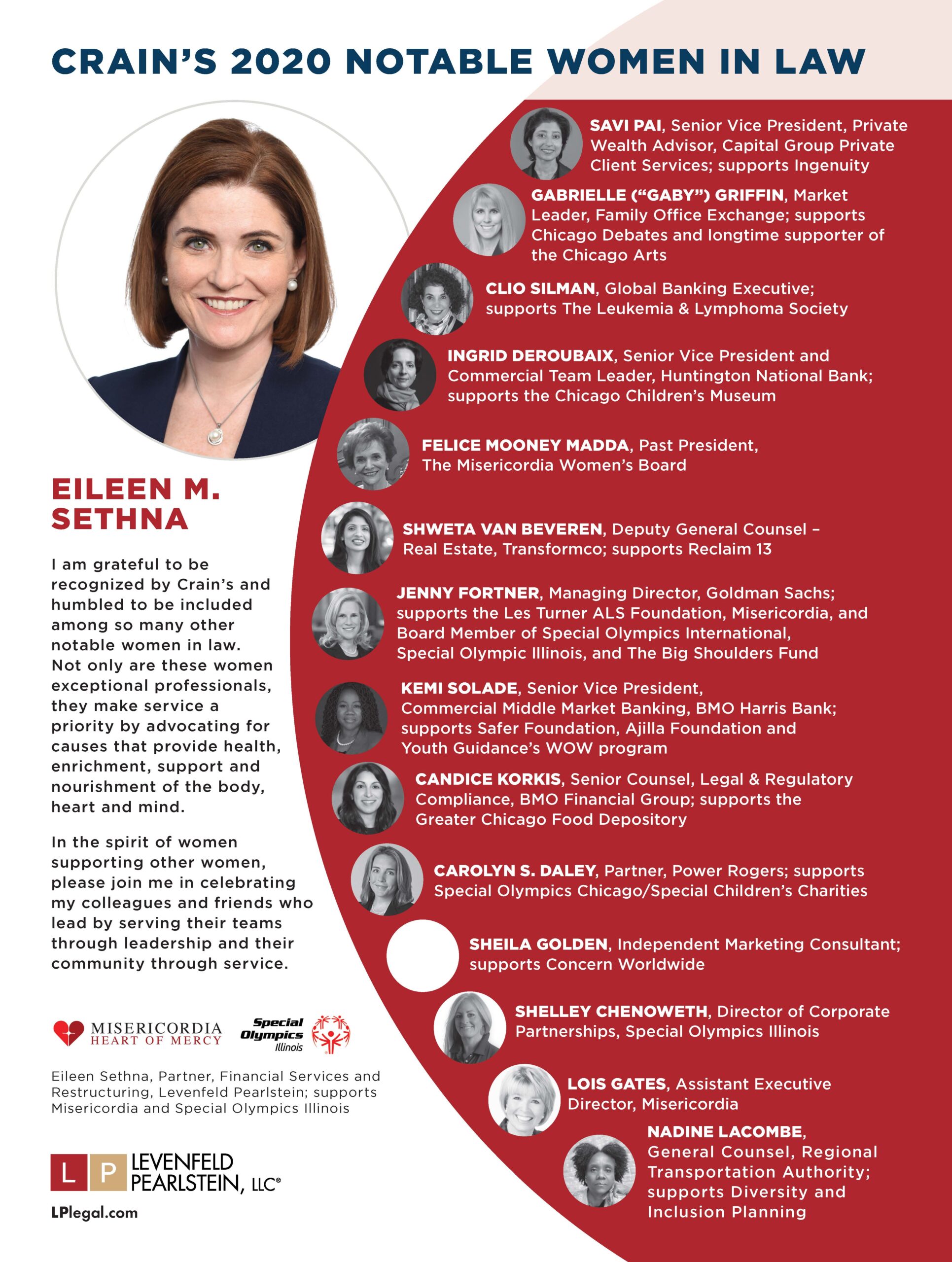 Crain’s Chicago Business Recognizes LP Partner, Eileen Sethna Among 2020 Notable Women in Law